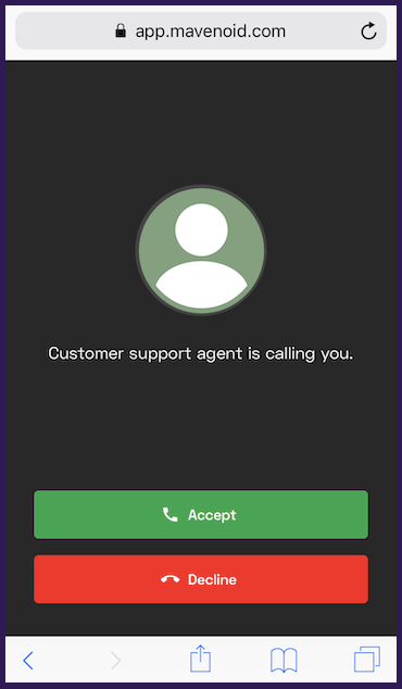Image of the call request on the end user device.